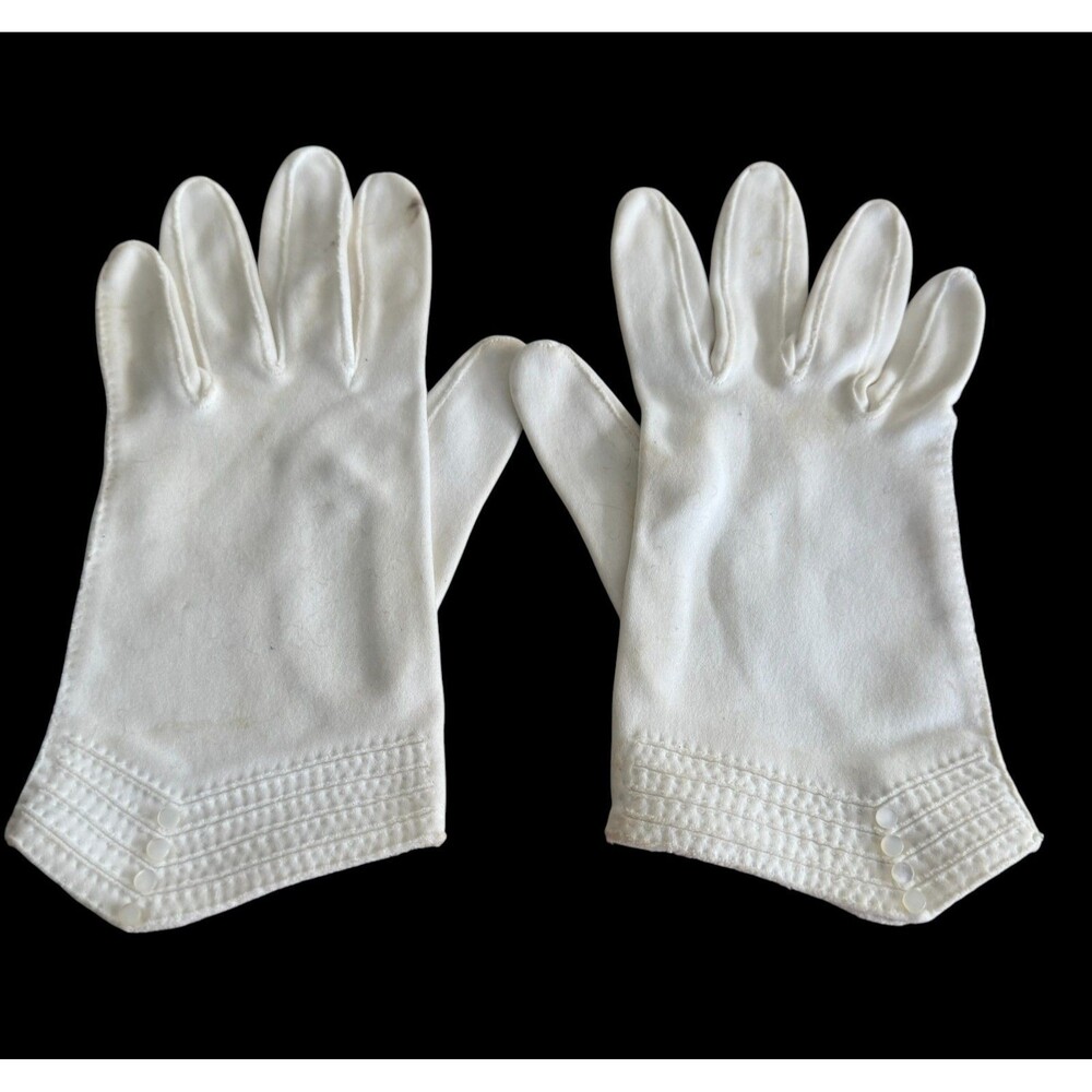 White Dress Gloves 8" Wrist Length • Vintage 1950s–60s Women’s Small  Gloves